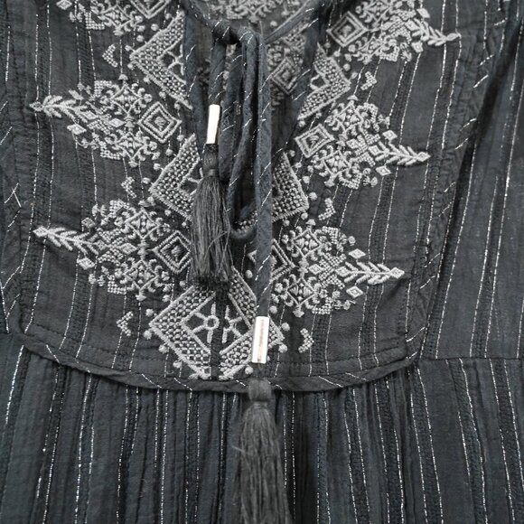 Jade by Johnny Was Size XS Embroidered Boho Style Peasant Mini Dress - Picture 4 of 9